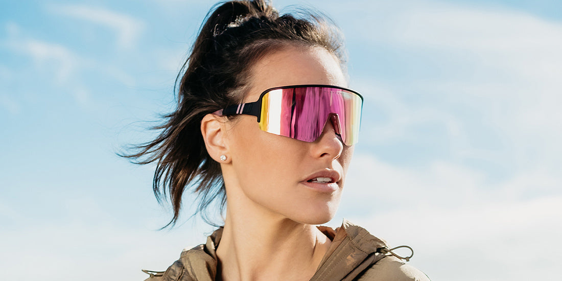 BLENDERS ECLIPSE X2 MISS HANNAH MATTE BLACK SUNGLASSES w/ PINK PLR LENS