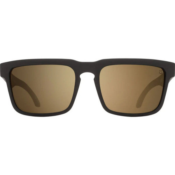 SPY HELM MATTE BLACK SUNGLASSES w/ HD PLUS BRNZ PLR GREEN SPEC MIR