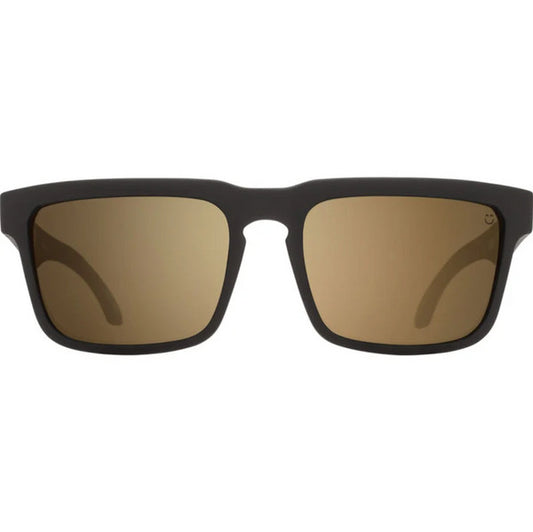 SPY HELM MATTE BLACK SUNGLASSES w/ HD PLUS BRNZ PLR GREEN SPEC MIR