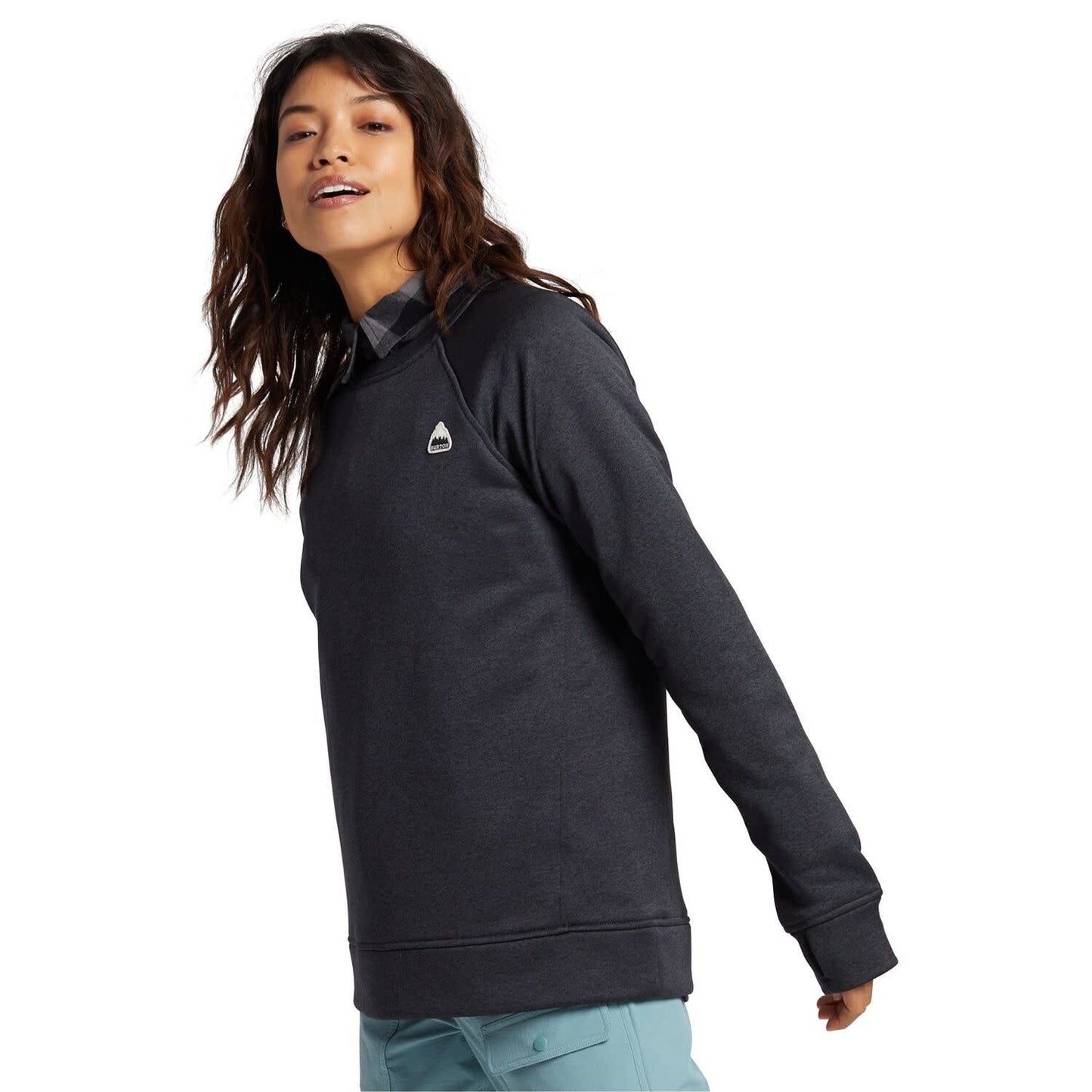 2026 BURTON WMNS OAK CREWNECK FLEECE T.BLK HTHR