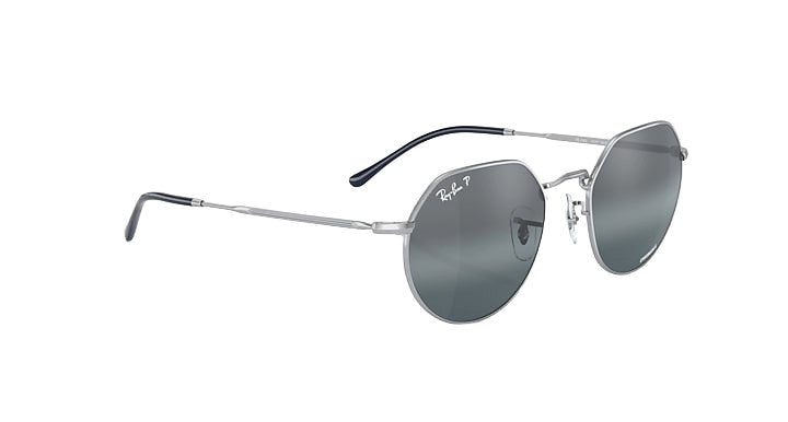 RAY-BAN JACK SUNGLASSES SILVER w/ DK BLUE MIR PLR