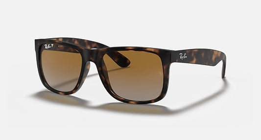 RAY-BAN JUSTIN SUNGLASSES RUBBER HAVANA w/ GREY GRADIENT BROWN PLR