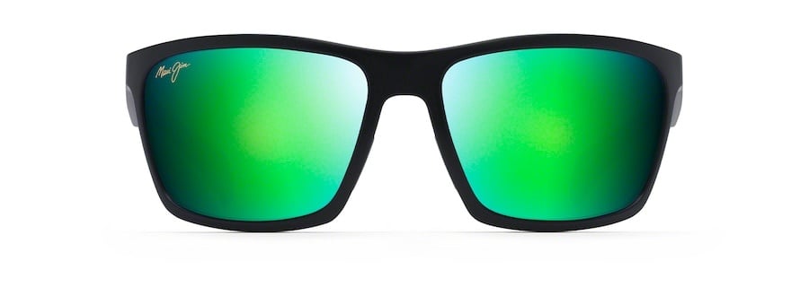 MAUI JIM MAKOA MATTE BLACK SUNGLASSES w/ GRN MIR PLR LENS