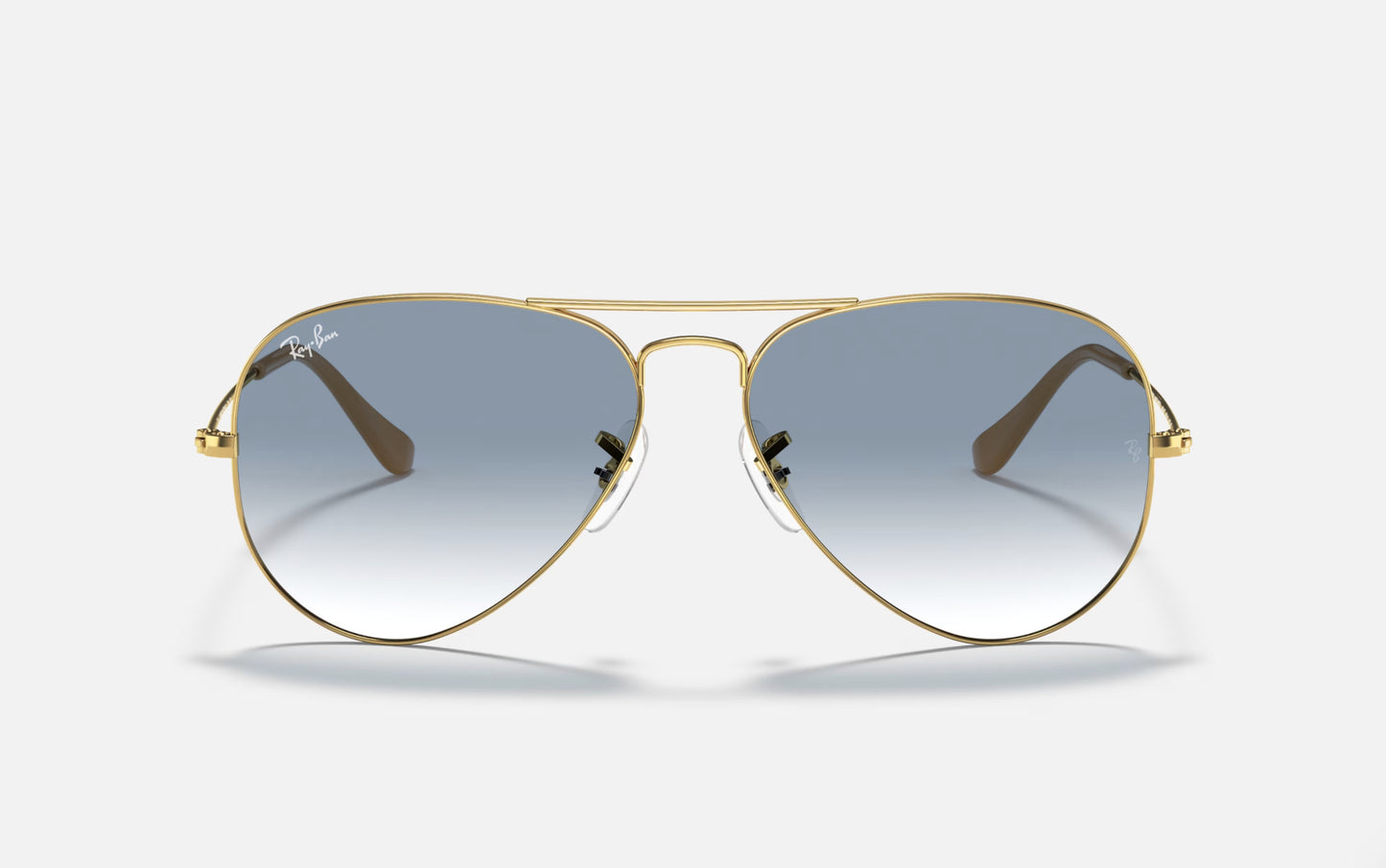 RAY-BAN AVIATOR LARGE METAL SUNGLASSES GOLD w/ BLUE GRAD GREY