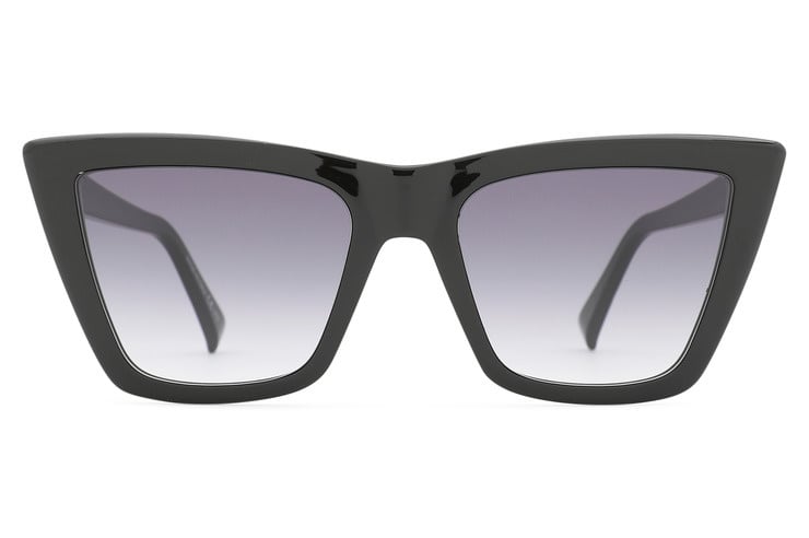 VONZIPPER STILETTA BLACK SATIN SUNGLASSES w/ BRN GRADIENT LENS