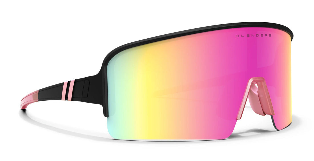 BLENDERS ECLIPSE X2 MISS HANNAH MATTE BLACK SUNGLASSES w/ PINK PLR LENS