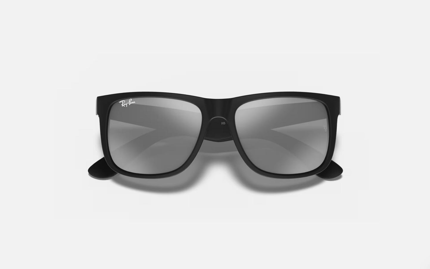 RAY-BAN JUSTIN SUNGLASSES RUBBER BLACK w/ GRY MIR SIL