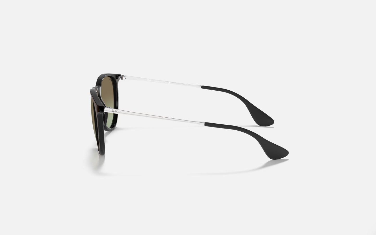 RAY-BAN ERIKA SUNGLASSES RUBBER BLACK w/ LT GRY GRAD DARK GREEN