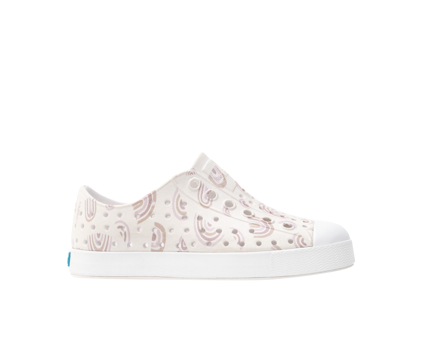 NATIVE JEFFERSON CHILD PRINT SHOE SP25 SHL WHT/SHL WHT/BRLY FLX RNBW