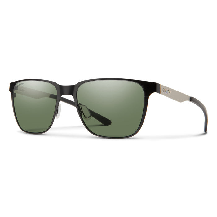 SMITH LOWDOWN METAL MATTE BLK SLVR SUNGLASSES w/ CP PLR GRY GRN