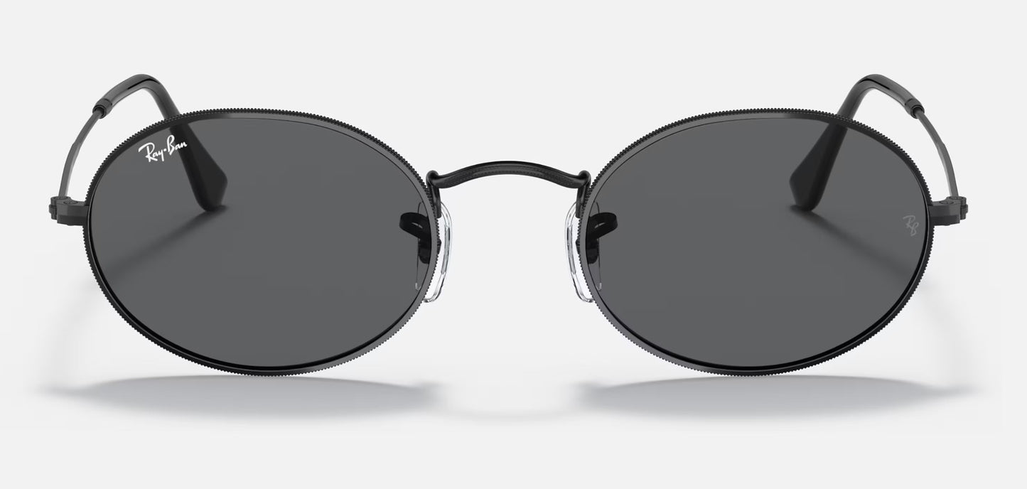 RAY-BAN OVAL SUNGLASSES BLACK w/ LT GRY DARK GRY GRAD