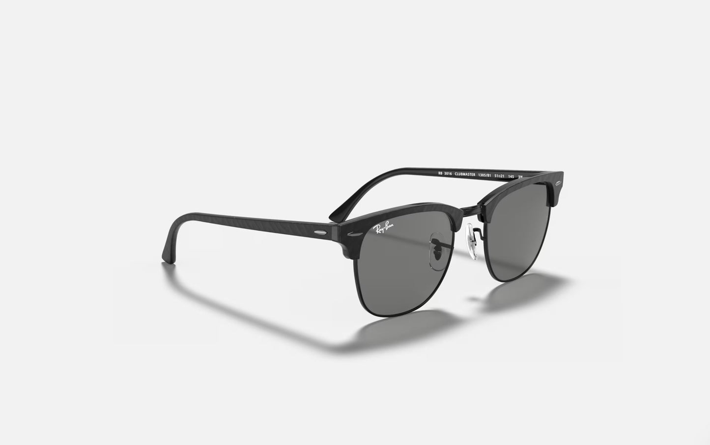 RAY-BAN CLUBMASTER SUNGLASSES WRINKLED BLACK ON BLACK w/ DARK GREY