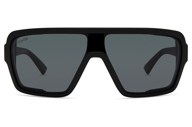 VONZIPPER DEFENDER BLACK SATIN SUNGLASSES w/ WLD VNTG GRY PLR LENS