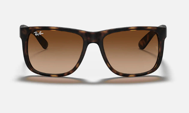 RAY-BAN JUSTIN SUNGLASSES RUBBER HAVANA w/ GRY GRAD BRWN