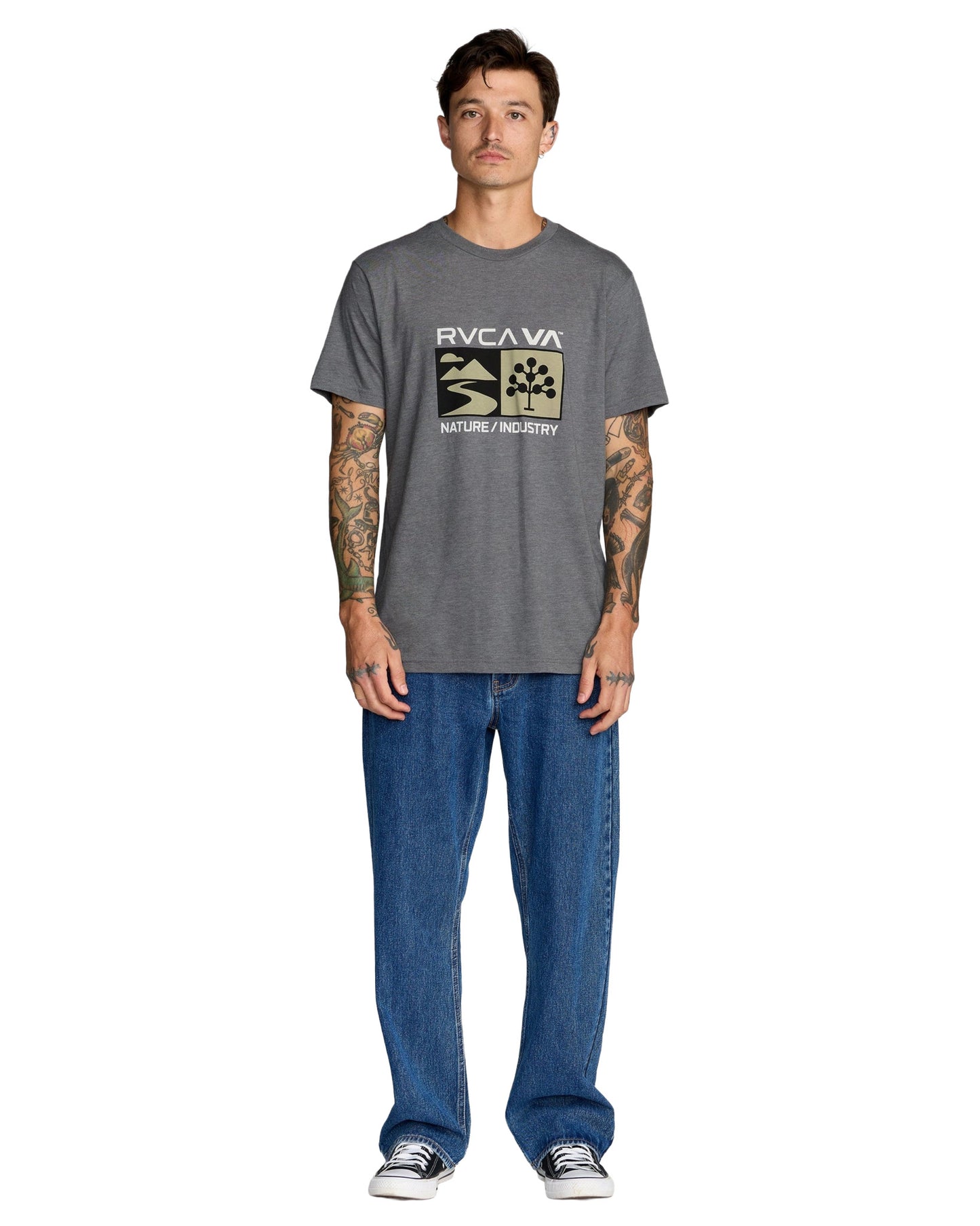 RVCA MENS HARVESTER SS TEE SP26 SMOKE