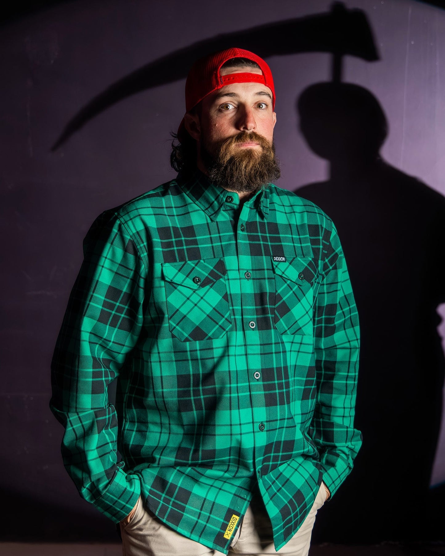 DIXXON MENS BILL AND TED BOGUS LS FLANNEL SP26 GREEN/BLACK